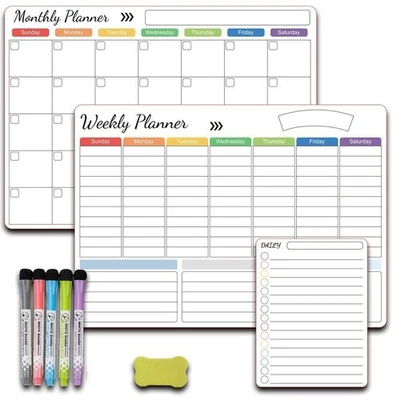 Whiteboard Surface Magnetic Calendar Weekly Planner  For Fridge - Image 1 of 4