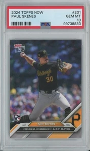 PAUL SKENES (PSA 10) 2024 Topps Now Rookie RC Card #201 - 1st MLB Win - 833 - Picture 1 of 2