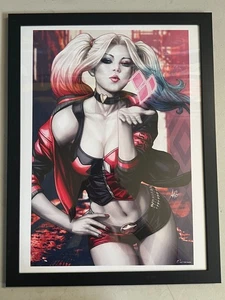 Impresión artística Harley Quinn Batman por Stanley Artgerm Lau enmarcada 12x16 DC - Imagen 1 de 1