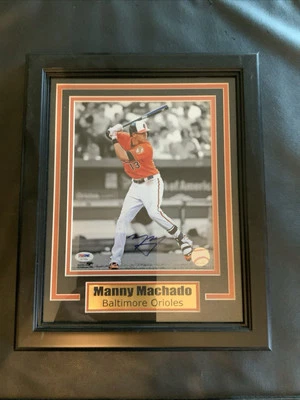 Customed Framed Manny Machado Baltimore Orioles Autographed Photo PSA MLB #200 - Image 1 of 4