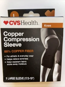 KNEE COPPER COMPRESSION Sleeve CVS Health LARGE BLACK - Picture 1 of 6
