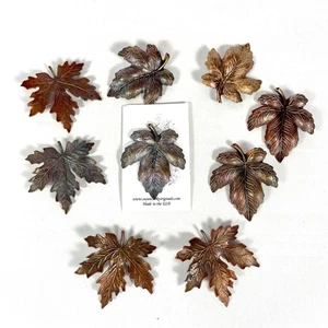 LOT OF 9 Susan Clarke Originals Brown Metal Large Autumn Leaf Buttons - Picture 1 of 8