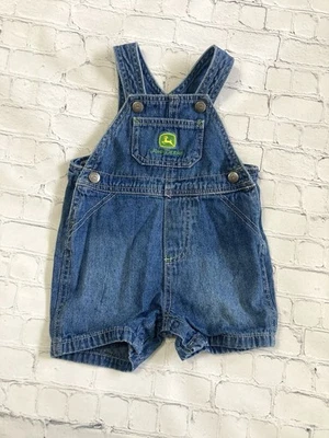 John Deere Bebé Bebé Denim Babero Mono Pantalones Cortos Talla 6-9 Meses Ajustable a Presión Foto 1 de 4