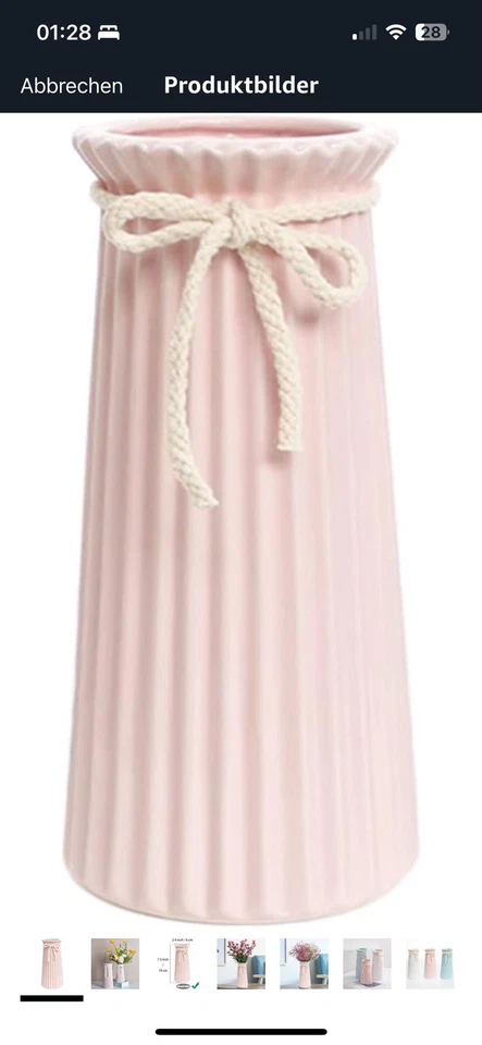 Vase Weiß 19 cm Hoch, Blumenvasen Modern aus Keramik für Tischdeko I - Bild 1 von 1