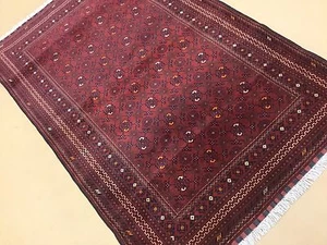 Alfombra de lana Kunduz oriental azul marino óxido 3,10" X 5,10" hecha a mano - Imagen 1 de 12