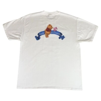 Camiseta Disney Y2k Vintage Winnie the Pooh and Friends EUA XL Leitão Branco Limpo - Imagem 1 de 4