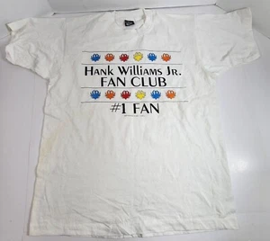 Vintage 1991 Screen Stars Hank Williams Jr. #1 Fan Club weißes T-Shirt - Größe XL Sgl  - Bild 1 von 12