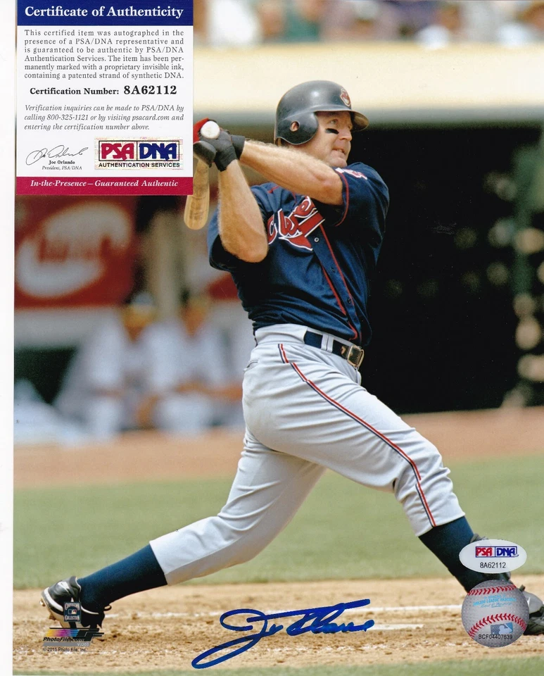 JIM THOME  CLEVELAND INDIANS   PSA/DNA AUTHENTICATED  ACTION SIGNED 8x10 - Image 1 of 1
