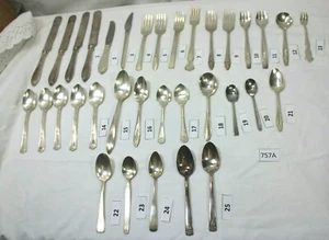 34 VINTAGE MIXED FLATWARE/SILVERWARE (SPOONS FORKS KNIVES) SOME AIRLINE & HOTEL) - Picture 1 of 17
