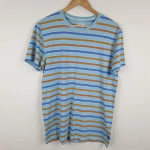 FAT FACE Striped T-Shirt Men's Medium Blue Multicoloured Cotton Short Sleeve - Picture 1 of 12