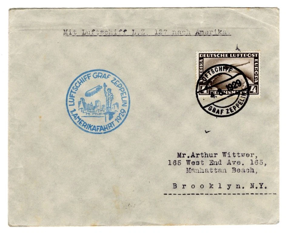 Zeppelin/Flugpost 1929 1.Amerikafahrt Bordpost ohne Verzögerungsstempel (BA7702 - Bild 1 von 1