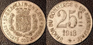 Monnaie de nécessité - St Germain En Laye (78) 25 centimes 1918 ! El Mon.# 15.3 - Picture 1 of 1