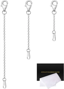 Extensores de collar de plata esterlina para mujer pulsera de extensión de cadena de plata extensible - Imagen 1 de 12