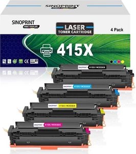 4 X Compatible Toner Cartridge (No Chip) 415X/415A/W2030X for HP Color Pro MFP - Afbeelding 1 van 6