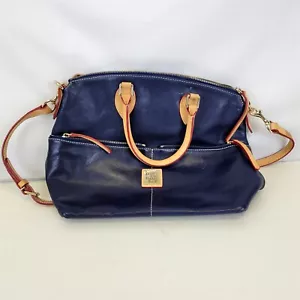 Bolso de hombro Dooney & Bourke Dillen de cuero azul con doble bolsillo ~ T377 - Imagen 1 de 9