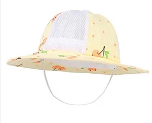 GEMVIE baby sun hat with mesh cool shade unisex lemon/yellow With Cherry Pattern - Picture 1 of 5