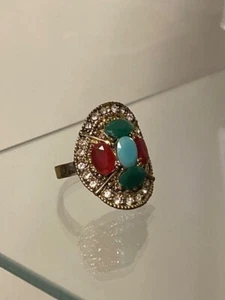 Damenring Modeschmuck edel elegant Gr. 19 mit vielen Steinen Vintage Barock - Bild 1 von 1