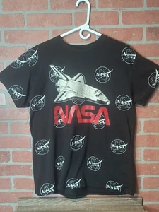 NASA Space Shuttle T-shirt All Over LOGO Graphic Print Men's Size Large Tee Read - Picture 1 of 4