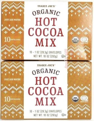 2 paquetes de paquetes instantáneos de mezcla de cacao caliente orgánico Trader Joe's de 10 oz cada paquete Foto 1 de 4