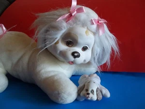 Puppy Surprise Hasbro 1991 Vintage Mother Dog White Pink Bows with 1 Baby GUC - Picture 1 of 4