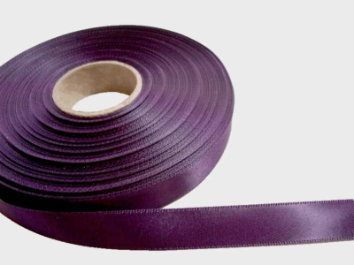 Eggplant Purple Single-Face Satin Ribbon 5/8 inch wide x 6 yards Polyester B52 - Image 1 of 4