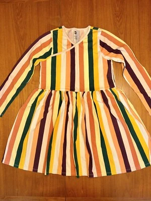 NEW Girls size 12 TEA Collection Long Sleeve Cotton Dress Striped Wrap Neck - Image 1 of 4
