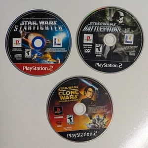 3 Lot PlayStation 2 PS2 Star Wars Starfighter Battlefront Clone Wars Disc Only - Picture 1 of 2