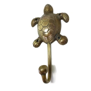 large version TURTLE COAT HOOKS solid age brass old vintage  style hook heavy - Picture 1 of 8