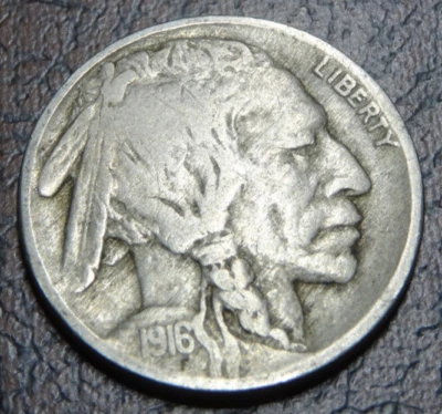 Moneda de 5C de níquel Buffalo 1916 circulada en Estados Unidos como nueva Foto 1 de 4