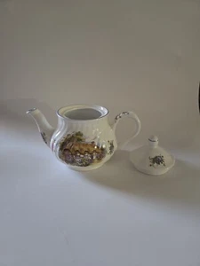 Arthur Wood & Sons Staffordshire Cottage 4 Cup Swirl Teapot With Blue Highlights - Picture 1 of 6