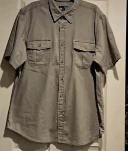 Vtg Mens XL Gray Outfitters Cotton SS Vented Button Sport Summer Camping Wear - Picture 1 of 6