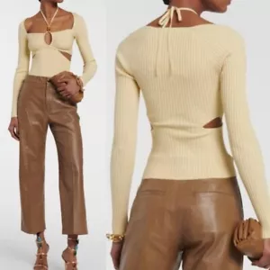 Neu mit Etikett Jonathan Simkhai Elnor Neckholder-Pullover mit Cut-Outs Größe Large getrocknete Ananas - Bild 1 von 12