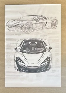 McLaren Black And White Sketch Drawing 11.75x17.25 Rolled Canvas Wall Art Poster - Picture 1 of 5