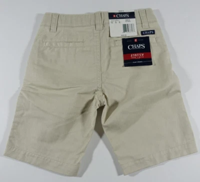 Chaps 短裤男孩 5 卡其色平前弹力口袋棉质聚酯纤维全新带标签 32 美元 — 第 1/4 张图片