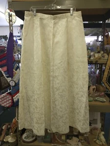 Vintage Satin Brocade Ivory Off White Formal Wedding Skirt L XL Pre Owned - Picture 1 of 5