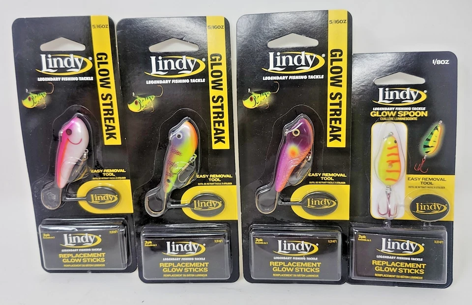 2 Lindy Glow Streak Ice Fishing Lures Pink Shad 5/16 Oz LGSTK217
