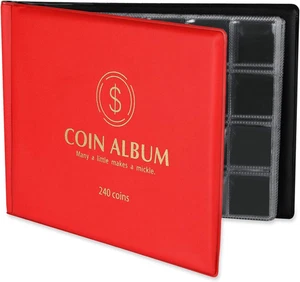 240 Münzalbum, Euromünzen Sammelalbum für Münzen, Buchalbum Collection, Münzhalt - Bild 1 von 6