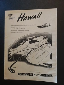 Anuncio de revista Northwest Orient Airlines Hawaii vintage página completa bonita imagen - Imagen 1 de 3