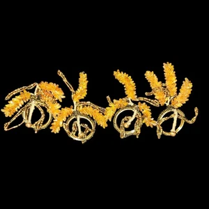 Set of 4 Handmade Beaded Napkin Rings Amber Orange Glass Beads Vintage Boho Deco - Picture 1 of 3