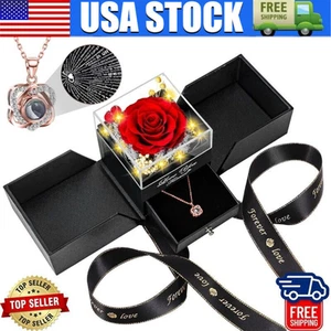 Women Gifts Ideas for Mothers Day, Preserved Forever Rose Gift with Necklace - Picture 1 of 10