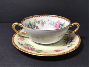 Tressemanes & Vogt Limoges France Cream Soup Cup and Saucer TRV147 - Picture 1 of 5
