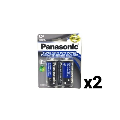 4 PANASONIC C BATTERIES SUPER HEAVY DUTY ZINC CARBON BATTERY NEW EXP 2027 - Image 1 of 2