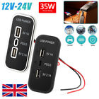 12-24v Dual Usb+pd Car Charger 3 Port Adapter Power Socket Charging Panel Mount#