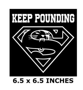 SUPERMAN INSPIRED CAROLINA PANTHERS KEEP POUNDING 8" GLASS BLOCK VINYL DECAL  - Picture 1 of 1