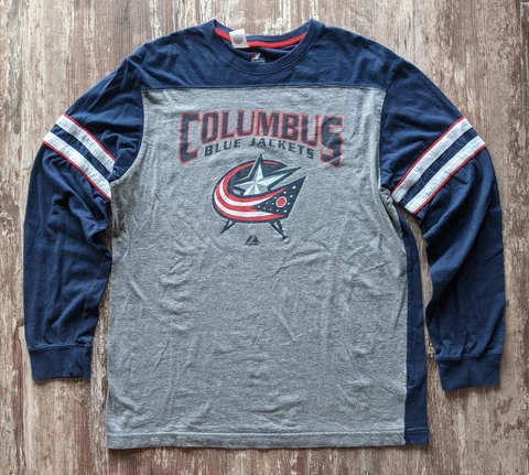 Columbus Blue Jackets L Men Majestic long sleeve t-shirt graphic NHL hockey Cover
