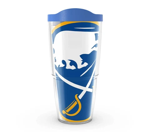 BUFFALO SABRES, 24oz DOUBLE WALL,  TUMBLER FROM TERVIS  WITH LID INCLUDED Cover