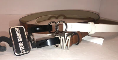 Steve Madden Damas Mediano Juego de 2 Cinturones Color Blanco/Marrón 40” L x1”W Foto 1 de 4