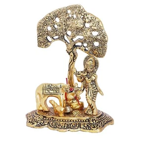 Krishna Statue Metal Religious Showpiece Figurines Sculpture Home Office Decor - Bild 1 von 6