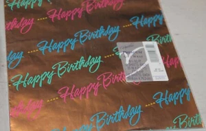 Vintage Hallmark Happy Birthday Foil Wrapping Paper LOT Of 4, - Picture 1 of 5