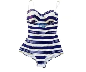 DOLCE & GABBANA Bademode lila weiß gestreift Bikini Beachwear Badeanzug 2IT UK8 S - Bild 1 von 5
